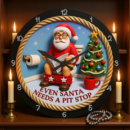Grappige Kerstman Pitsstop Toilet Grote Klok