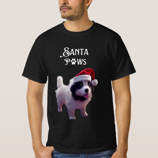 Grappige Kerstman Pootjes Hond T-shirt (Voorkant)