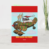 Grappige Kerstman proef op het vliegtuigKerstkaart Feestdagen Kaart (Achterkant)