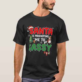 Grappige kerstman promoot me naar sassy zwangersch t-shirt