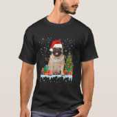 Grappige Kerstman Pug Hond Kerstverlichting Kerstp T-shirt (Voorkant)