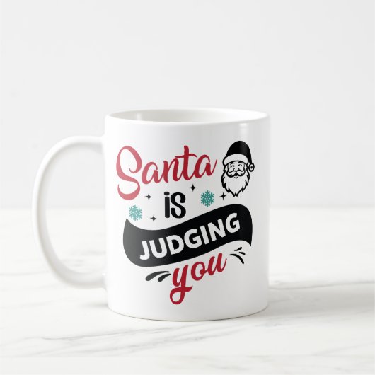 Grappige Kerstman Quote Oordeelt Jou Koffiemok (Links)