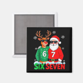 Grappige Kerstman Rendier 6 7 Kerstmeme Zes Zeven Magneet (Voorkant / Achterkant)