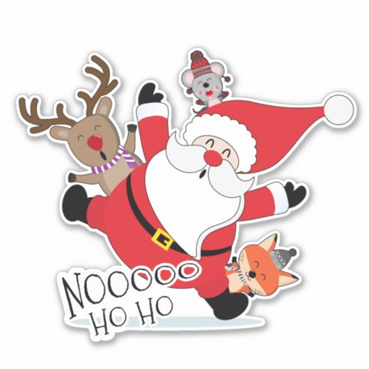 Grappige Kerstman Rendier Muis Vos ID848 Sticker (Voorkant)