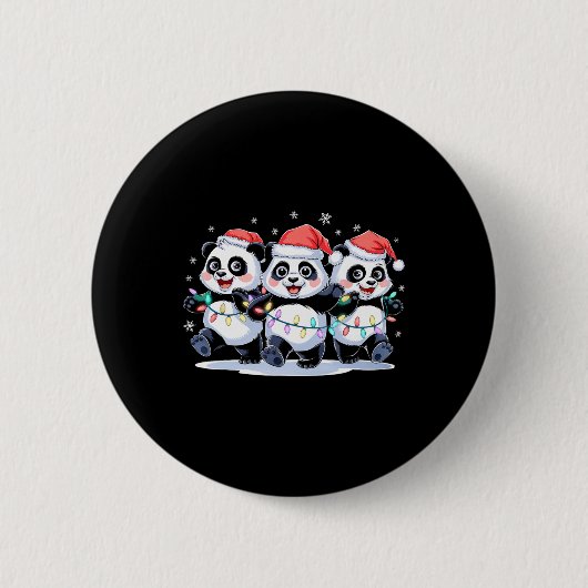 Grappige Kerstman Rendier Schattige Panda Santa Ch Ronde Button 5,7 Cm (Voorkant)
