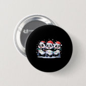 Grappige Kerstman Rendier Schattige Panda Santa Ch Ronde Button 5,7 Cm (Voorkant /achterkant)