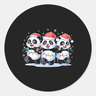 Grappige Kerstman Rendier Schattige Panda Santa Ch Ronde Sticker