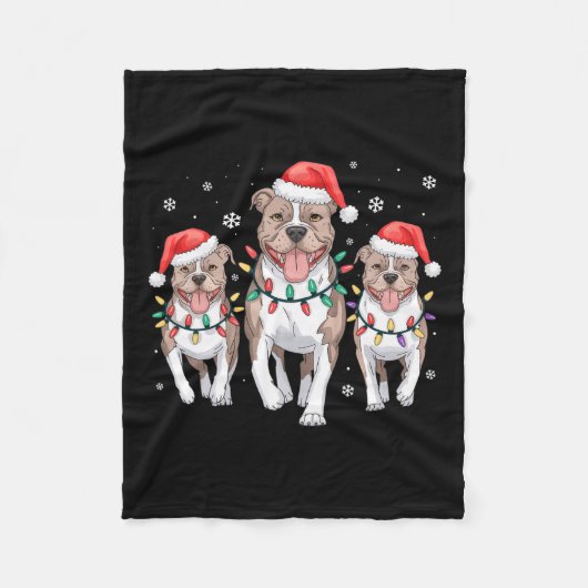 Grappige Kerstman Rendier Schattige Pitbull Santa Fleece Deken (Voorkant)