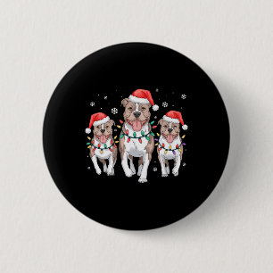 Grappige Kerstman Rendier Schattige Pitbull Santa Ronde Button 5,7 Cm