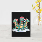 Grappige Kerstman Rendier Schattigee Dinosaurus Ke Kaart (Gele Bloem)