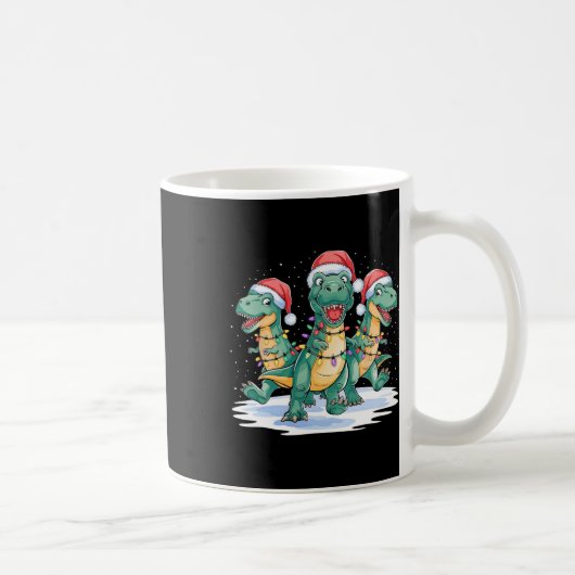 Grappige Kerstman Rendier Schattigee Dinosaurus Ke Koffiemok (Rechts)