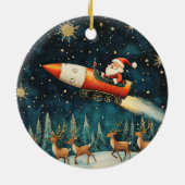 Grappige Kerstman Retro kerstavond Keramisch Ornament (Achterkant)