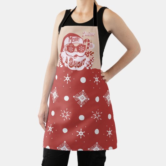Grappige Kerstman Retro Rood Roze Kerst  Schort (Insitu)