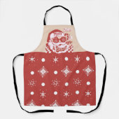 Grappige Kerstman Retro Rood Roze Kerst  Schort (Voorkant)
