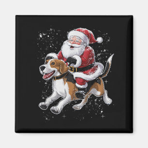 Grappige Kerstman rijden Beagle hond voor Kerstmis Magneet