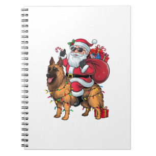 Grappige Kerstman Rijden Duitse Herder Hond Kerstm Notitieboek