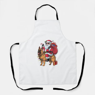 Grappige Kerstman Rijden Duitse Herder Hond Kerstm Schort