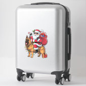 Grappige Kerstman Rijden Duitse Herder Hond Kerstm Sticker (Koffer)