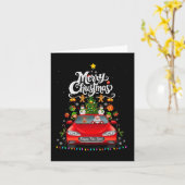 Grappige Kerstman Rijdende Wagon Rode Vrachtwagen  Kaart (Gele Bloem)