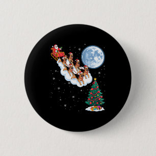 Grappige Kerstman rijdt op Duitse Herdershond Boom Ronde Button 5,7 Cm
