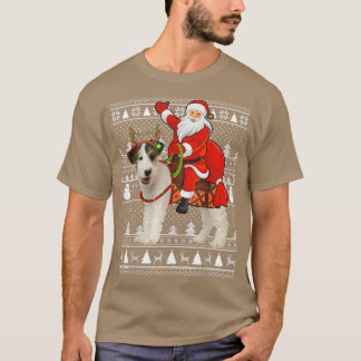 Grappige Kerstman rijdt op Fo-terriër hond lelijke T-shirt
