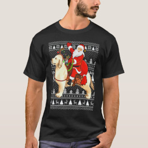 Grappige Kerstman rijdt op Goud Retriever Hond Lel T-shirt