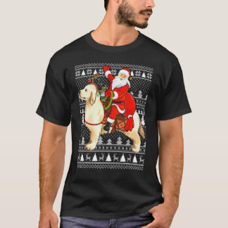 Grappige Kerstman rijdt op Goud Retriever Hond Lel T-shirt