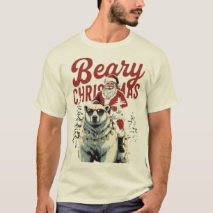 Grappige Kerstman rijdt op ijsbeer Beary Kerstmi T-shirt