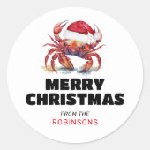 Grappige kerstman ronde sticker (Voorkant)