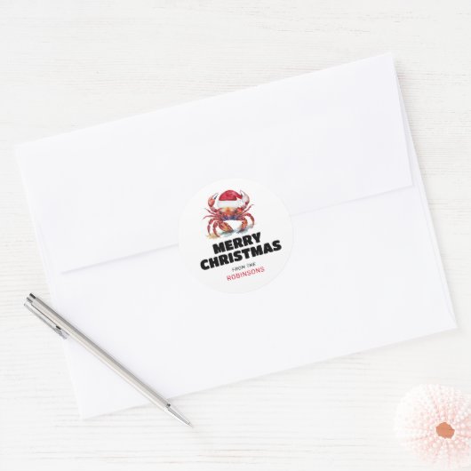 Grappige kerstman ronde sticker (Envelop)