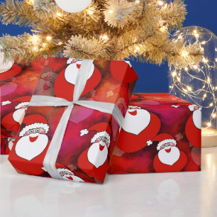 Grappige Kerstman Rood Festief Kerstfeest Cadeaupapier