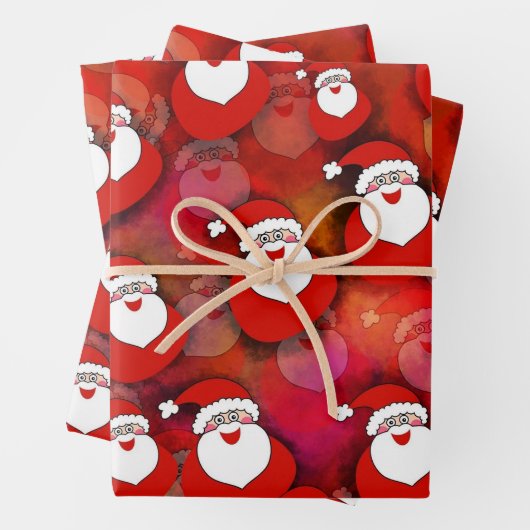 Grappige Kerstman Rood Festief Kerstfeest Inpakpapier Vel (In situ)