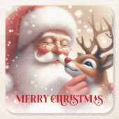Grappige Kerstman Rood Neus Rudolph Onderzetters (Voorkant)