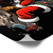 Grappige Kerstman Rotsbeklimmen Kerstmis Xmas Boul Poster (Hoek)