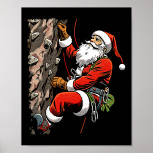 Grappige Kerstman Rotsbeklimmen Kerstmis Xmas Boul Poster