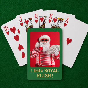 Grappige Kerstman Royal Flush Foto Cadeau  Pokerkaarten