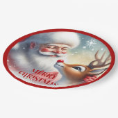 Grappige Kerstman Rudolph Cartoon Kinderfeest Bord (Gekanteld)
