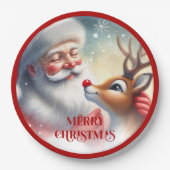 Grappige Kerstman Rudolph Cartoon Kinderfeest Bord (Voorkant)