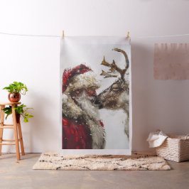 Grappige Kerstman & Rudolph Neus naar Neus Stof