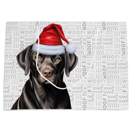 Grappige Kerstman Santa Dog Black Lab Vakantie Groot Cadeauzakje (Voorkant)