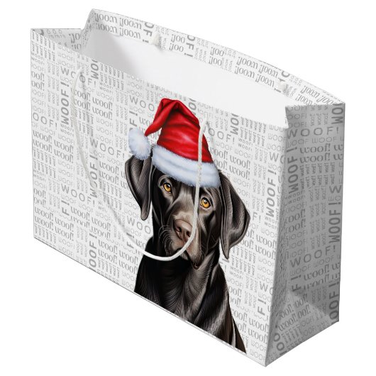 Grappige Kerstman Santa Dog Black Lab Vakantie Groot Cadeauzakje (Achterkant Gekanteld)