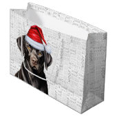 Grappige Kerstman Santa Dog Black Lab Vakantie Groot Cadeauzakje (Voorkant Gekanteld)