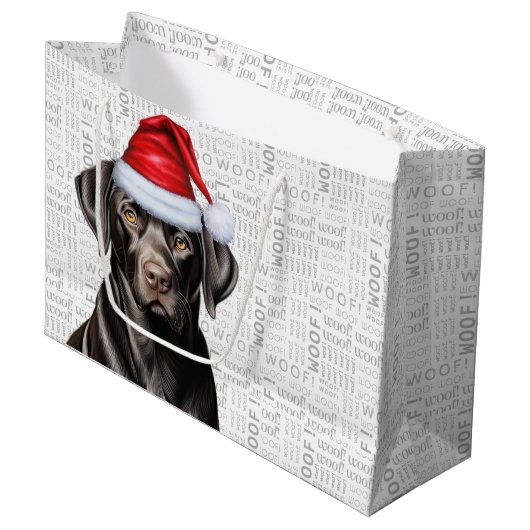 Grappige Kerstman Santa Dog Black Lab Vakantie Groot Cadeauzakje (Voorkant Gekanteld)