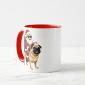 Grappige Kerstman Santa Ridende Pug Mok (Voorkant links)
