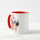 Grappige Kerstman Santa Ridende Pug Mok (Voorkant links)
