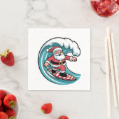 Grappige Kerstman Santa Surfplank Surfen Servet (Insitu)
