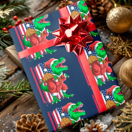 Grappige Kerstman Santa T Rex Tyrannosaurus Kerstm Cadeaupapier