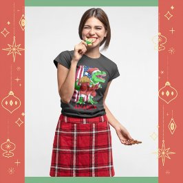 Grappige Kerstman Santa T Rex Tyrannosaurus Kerstm T-shirt