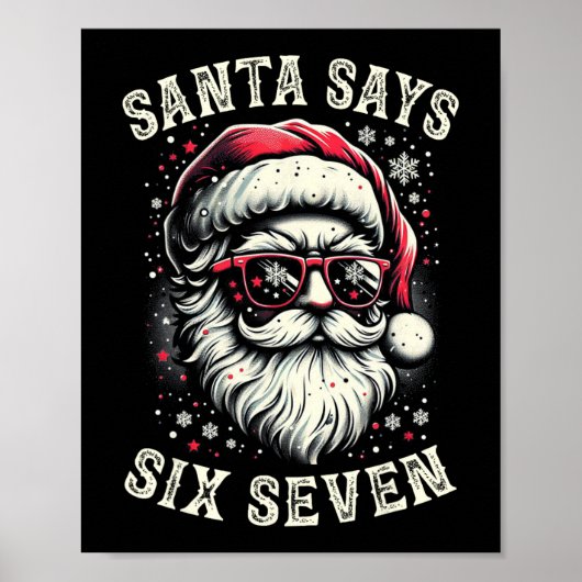 Grappige Kerstman Santa Zes Zeven 6-7 Meme Brain R Poster (Voorkant)