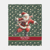 Grappige Kerstman Schaatsen Vakantie Kerstmis Fleece Deken (Voorkant)